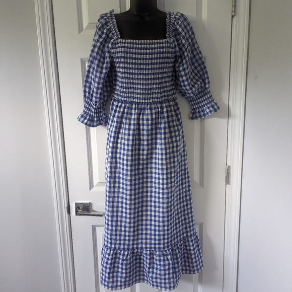 NWOT, Bohemian Gingham Summer Ruffle Flowy Midi dress in M - Picture 1 of 8